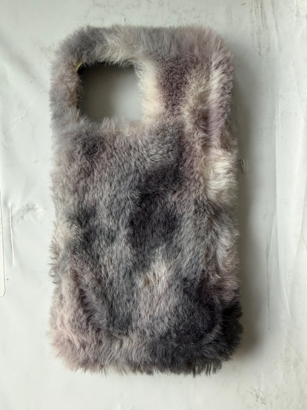 Plush Faux Fur Phone Case - Grey Marble